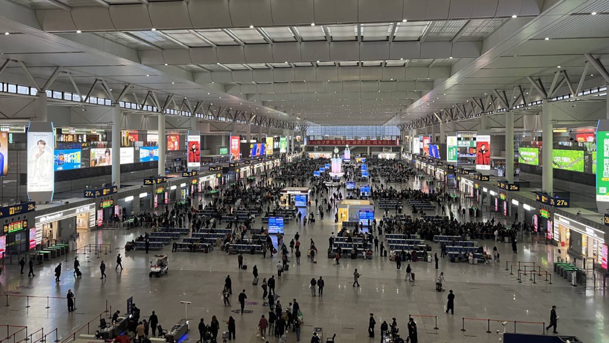 Shanghai Hongqiao is just one of many enormous high speed rail terminal stations, frequently featuring 30 platforms.