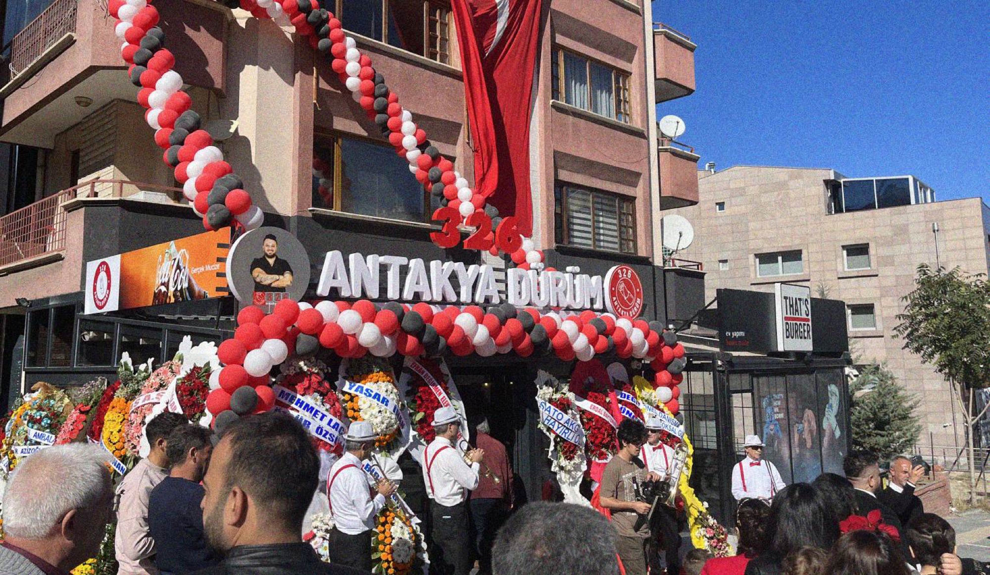 Republic Day celebrations outside of a kebab shop in Çankaya.