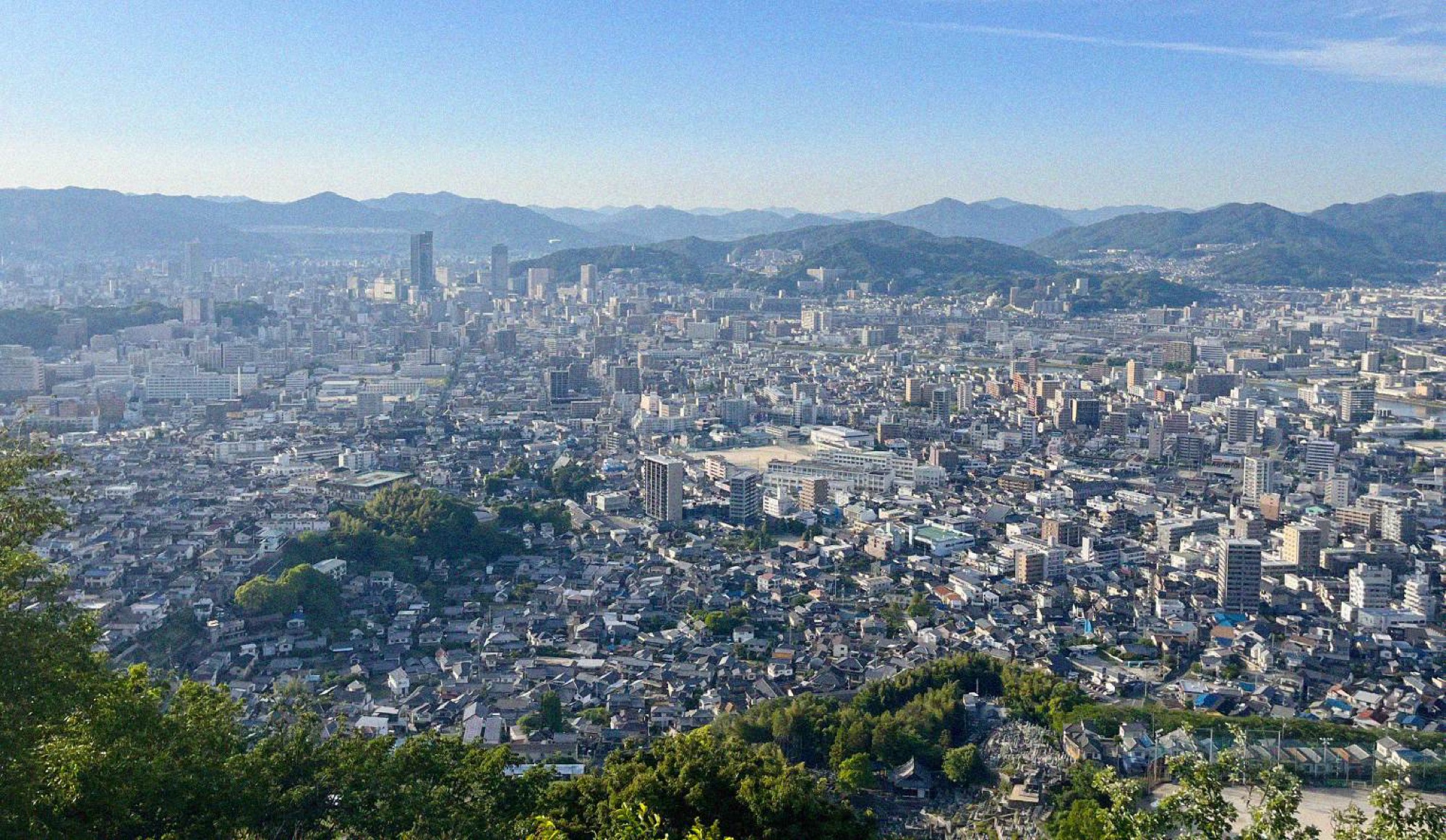 View across the city from Ogonzan viewpoint. Worth taking a walk up there on a clear day to look across the city.