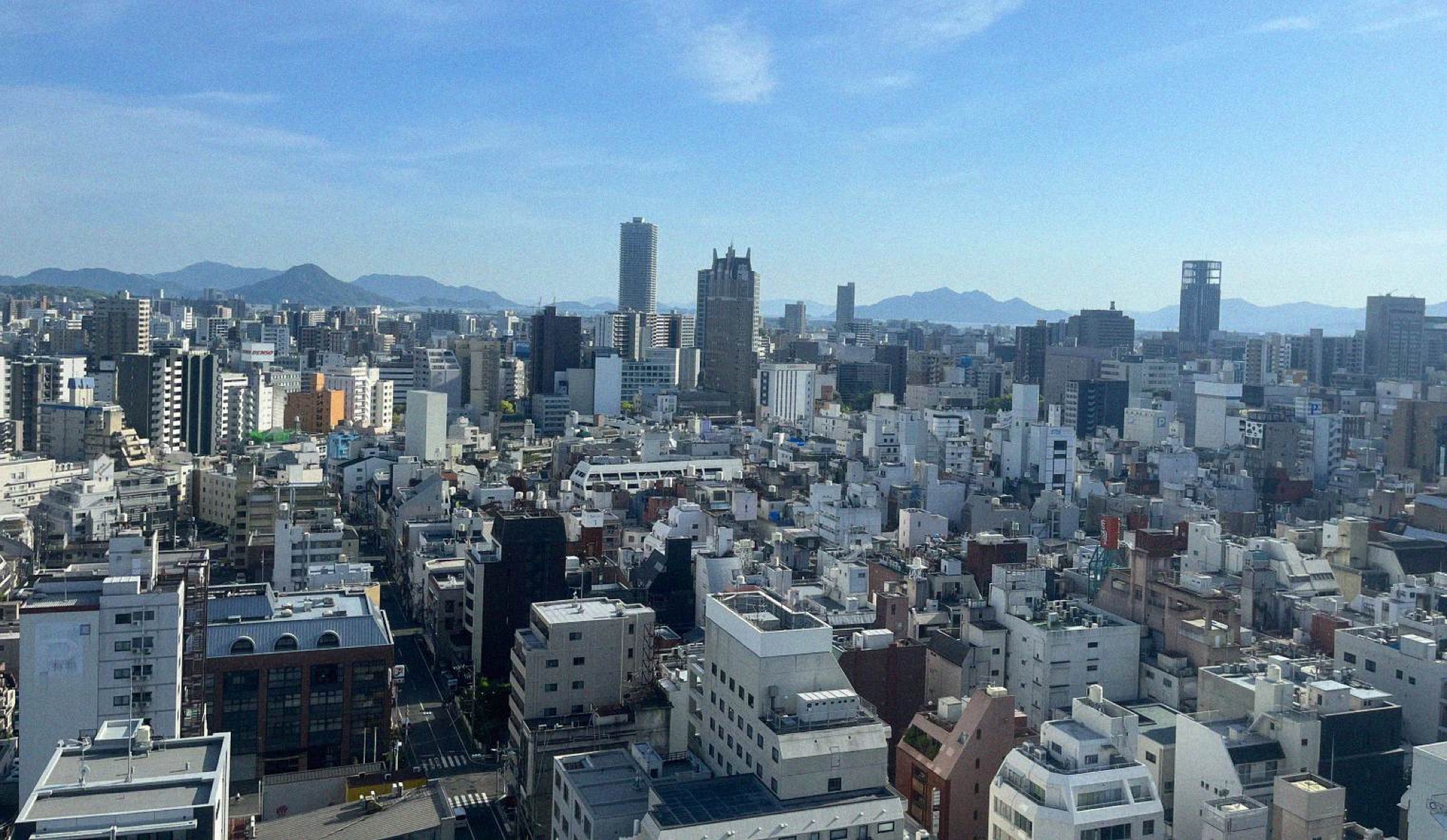 Viewing the western skyline of the city from the ヒロマラボ coworking space, it's difficult to comprehend the scale of destruction that took place and the remarkable success of Hiroshima's recovery.