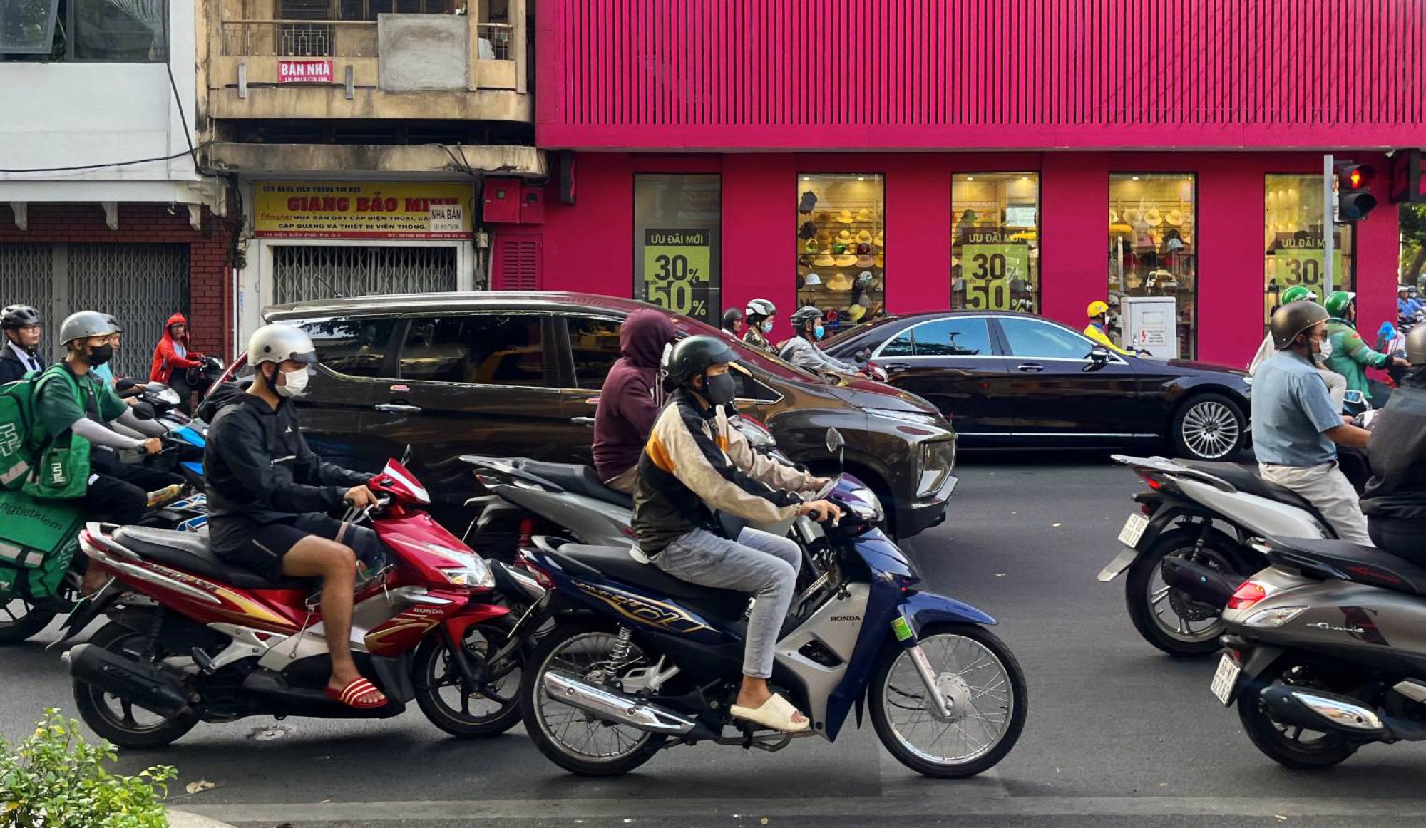 Motorbikes out number cars and pedestrians at every turn throughout the city.