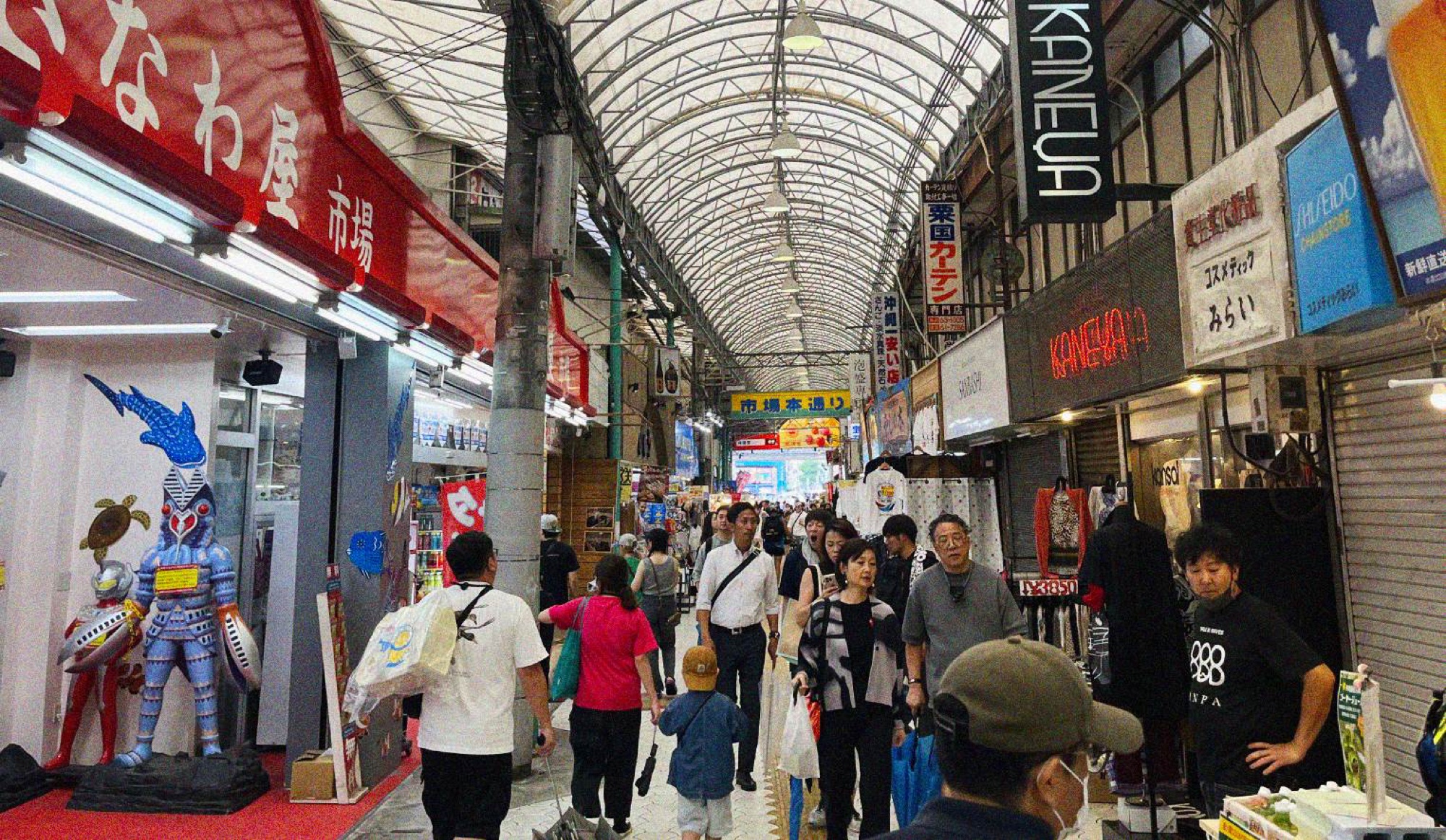 The center of the town is dominated by the Makishi Public Market, which extends in seemingly infinite directions with retailers selling clothes, groceries, plus bars and restaurants open late into the evening.