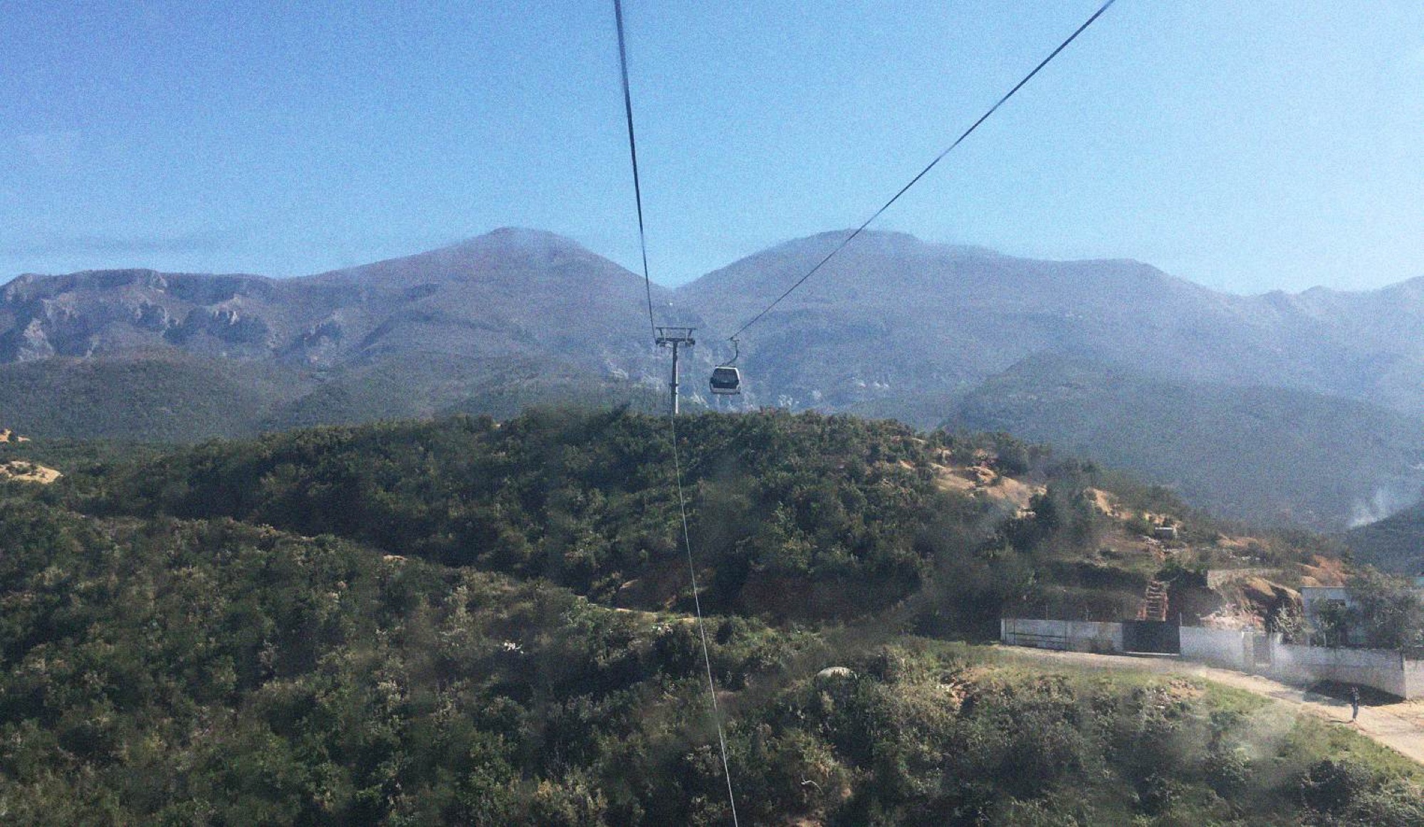 View from the ascent on the Dajti Ekspres cable cart.