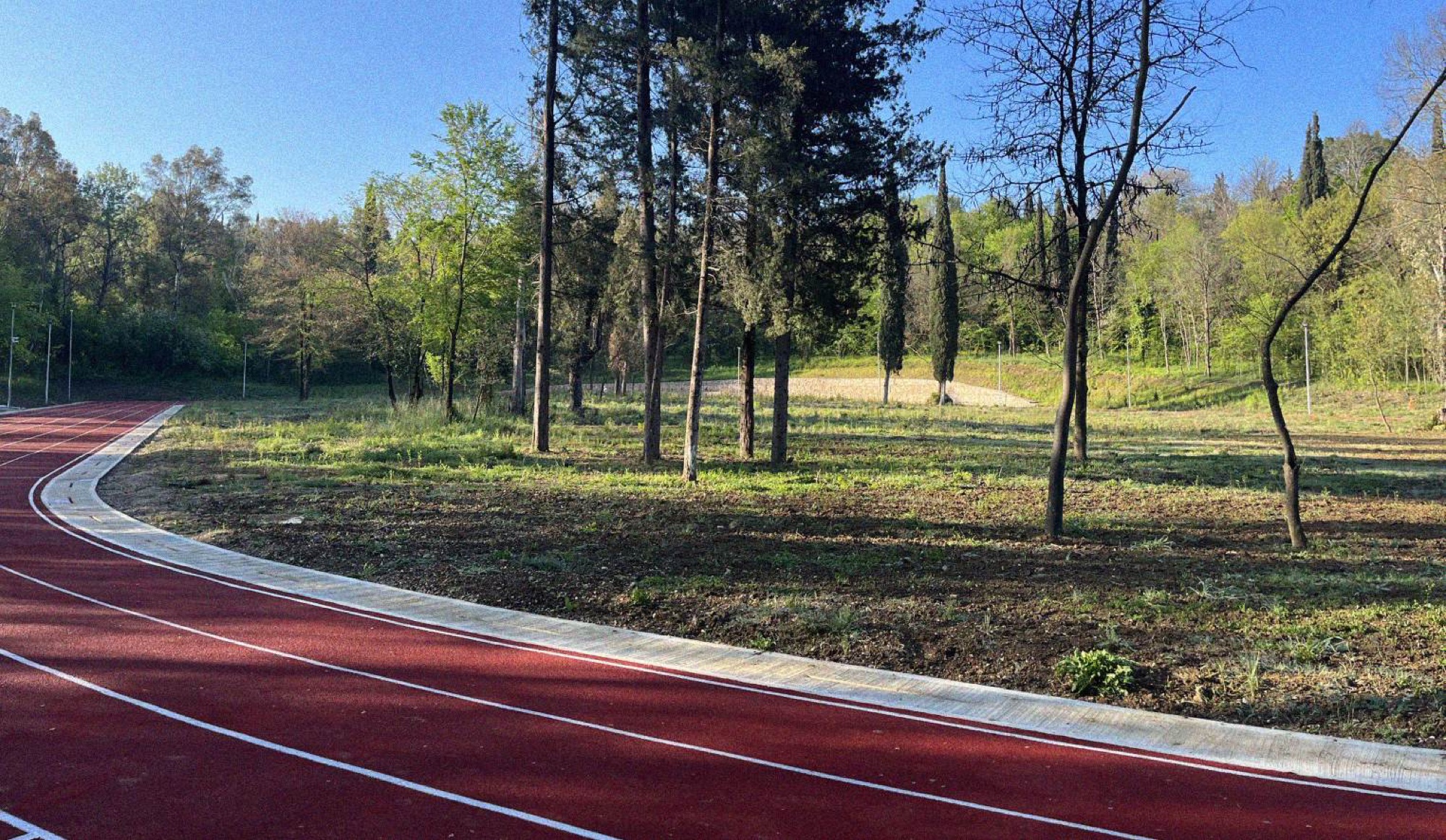 Secluded running track in the Grand Park of Tirana