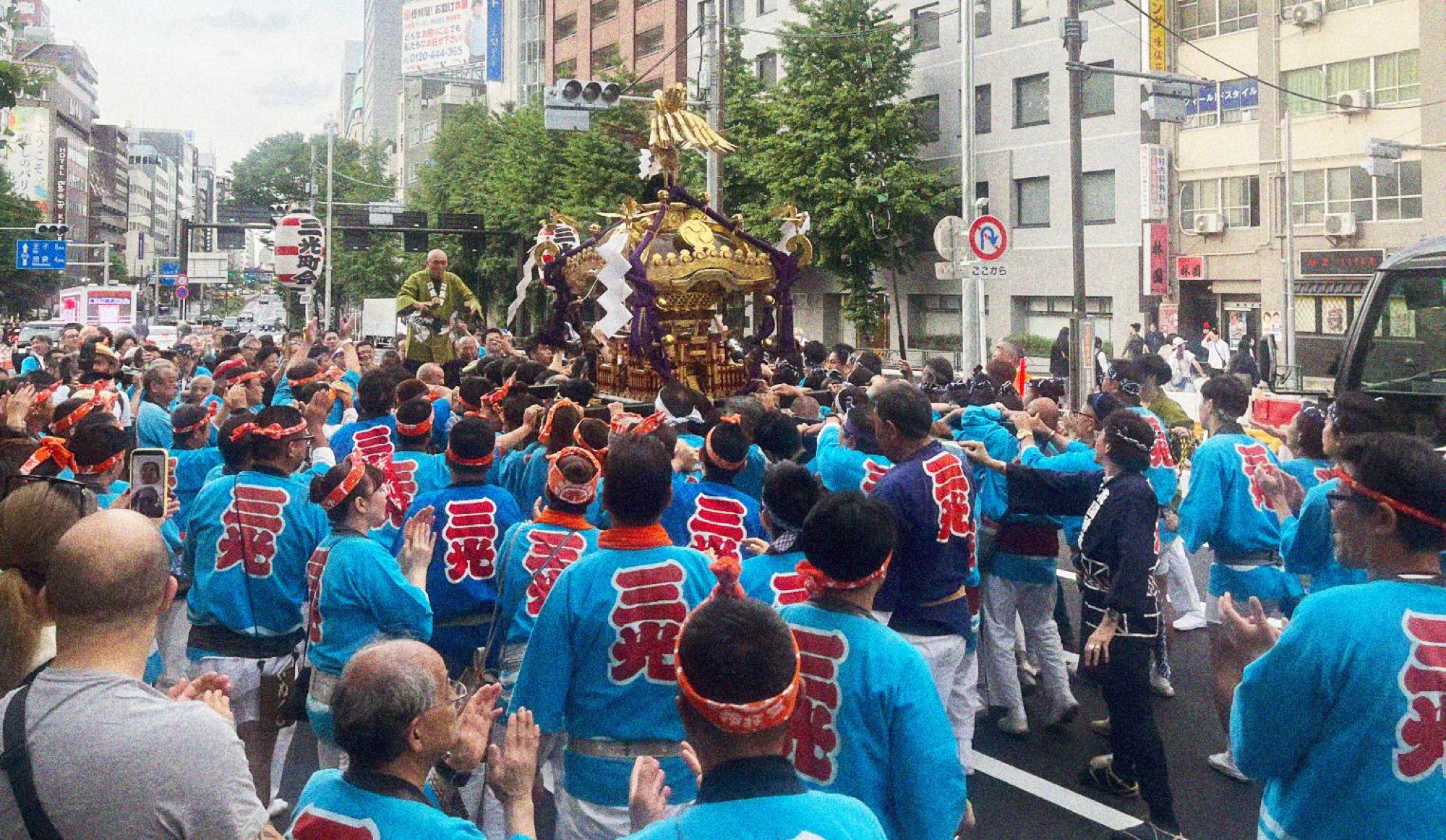 I'll be honest, I had absolutely no idea what I was witnessing as this group of people paraded past me in Shinjuku. After some research, I believe it is a miniature shrine (Mikoshi) which acts as the vehicle to transport a deity. It looked like a lot of fun